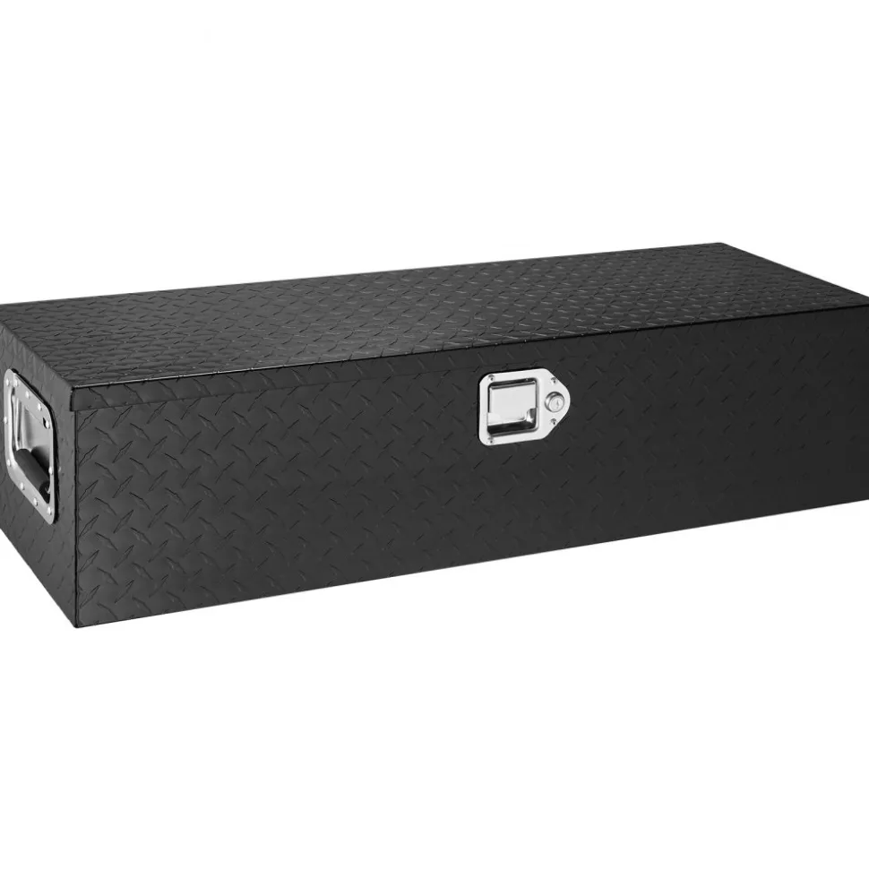 VEVOR Heavy Duty Aluminum Truck Bed Tool Box, Diamond Plate Tool Box with Side Handle and Lock Keys, Storage Tool Box Chest Box Organizer for Pickup, Truck Bed, RV, Trailer, 39"x13"x10", Black