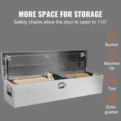 VEVOR Heavy Duty Aluminum Truck Bed Tool Box, Diamond Plate Tool Box with Side Handle and Lock Keys, Storage Tool Box Chest Box Organizer for Pickup, Truck Bed, RV, Trailer, 48