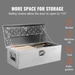 VEVOR Heavy Duty Aluminum Truck Bed Tool Box, Diamond Plate Tool Box with Side Handle and Lock Keys, Storage Tool Box Chest Box Organizer for Pickup, Truck Bed, RV, Trailer, 30