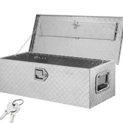 VEVOR Heavy Duty Aluminum Truck Bed Tool Box, Diamond Plate Tool Box with Side Handle and Lock Keys, Storage Tool Box Chest Box Organizer for Pickup, Truck Bed, RV, Trailer, 30