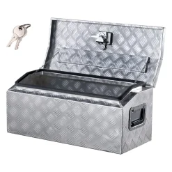 VEVOR Heavy Duty Aluminum Truck Bed Tool Box, Stripes Plated Tool Box with Side Handle and T-Lock Keys, Storage Toolbox Chest Organizer for Trailer, Pickup, Truck Bed, RV, 30
