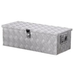 VEVOR Heavy Duty Aluminum Truck Bed Tool Box, Stripes Plated Tool Box with Side Handle and Lock Keys, Storage Toolbox Chest Organizer for Trailer, Pickup, Truck Bed, RV, 30