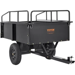 VEVOR Heavy Duty ATV Trailer Steel Dump Cart, 750-Pound 15 Cubic Feet, Garden Utility Trailer with Removable Sides for Riding Lawn Mower Tractor