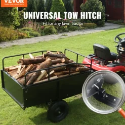 VEVOR Heavy Duty ATV Trailer Steel Dump Cart, 750-Pound 15 Cubic Feet, Garden Utility Trailer with Removable Sides for Riding Lawn Mower Tractor