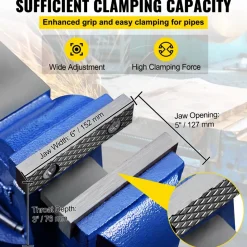 VEVOR 5" Heavy Duty Bench Vise, Double Swivel Rotating Vise Head/Body Rotates 360°,Pipe Vise Bench Vices 30Kn Clamping Force,for Clamping Fixing Equipment Home or Industrial Use