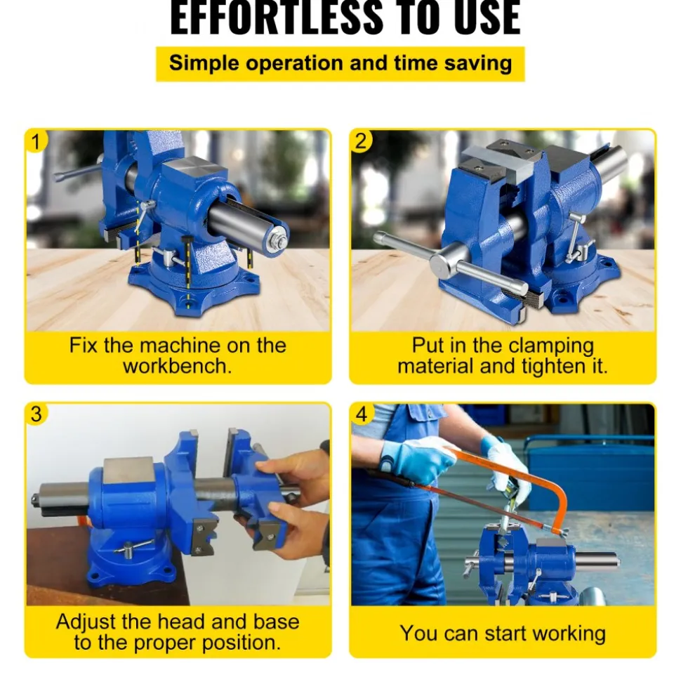 VEVOR 5" Heavy Duty Bench Vise, Double Swivel Rotating Vise Head/Body Rotates 360°,Pipe Vise Bench Vices 30Kn Clamping Force,for Clamping Fixing Equipment Home or Industrial Use