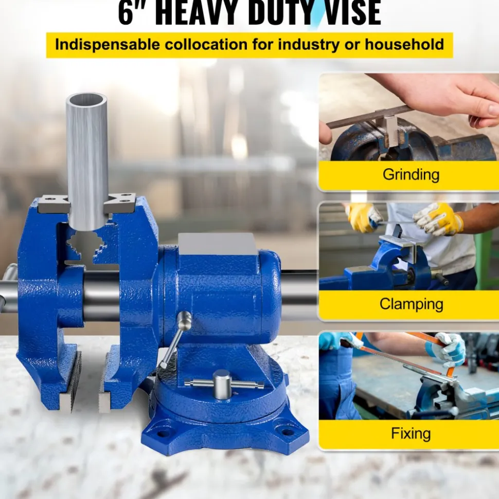 VEVOR 5" Heavy Duty Bench Vise, Double Swivel Rotating Vise Head/Body Rotates 360°,Pipe Vise Bench Vices 30Kn Clamping Force,for Clamping Fixing Equipment Home or Industrial Use