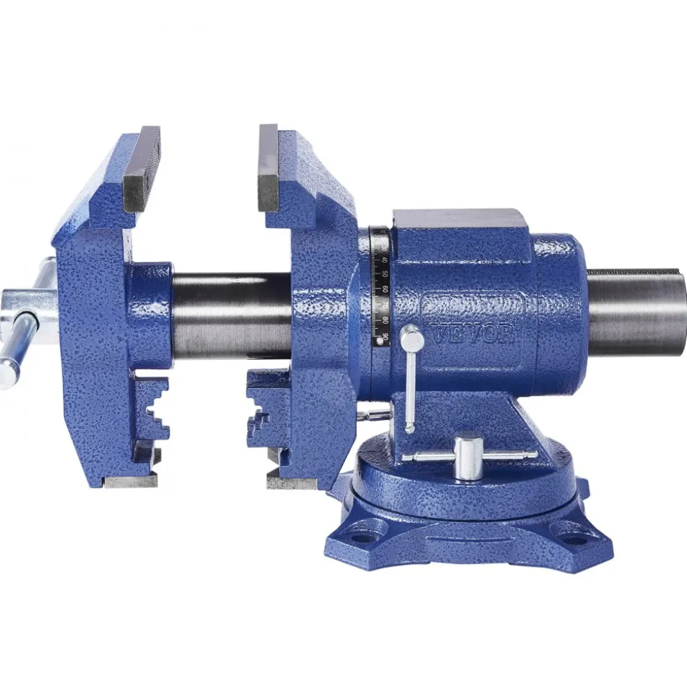 VEVOR Heavy Duty Bench Vise, 6-1/2" Jaw Width, 5" Max Jaw Opening Multi-Purpose Ductile Iron Bench Vise with Anvil, 360° Swivel Base Head, 3" Throat, 5620 lbs Clamp Force, for Pipe Repairing Metalworking