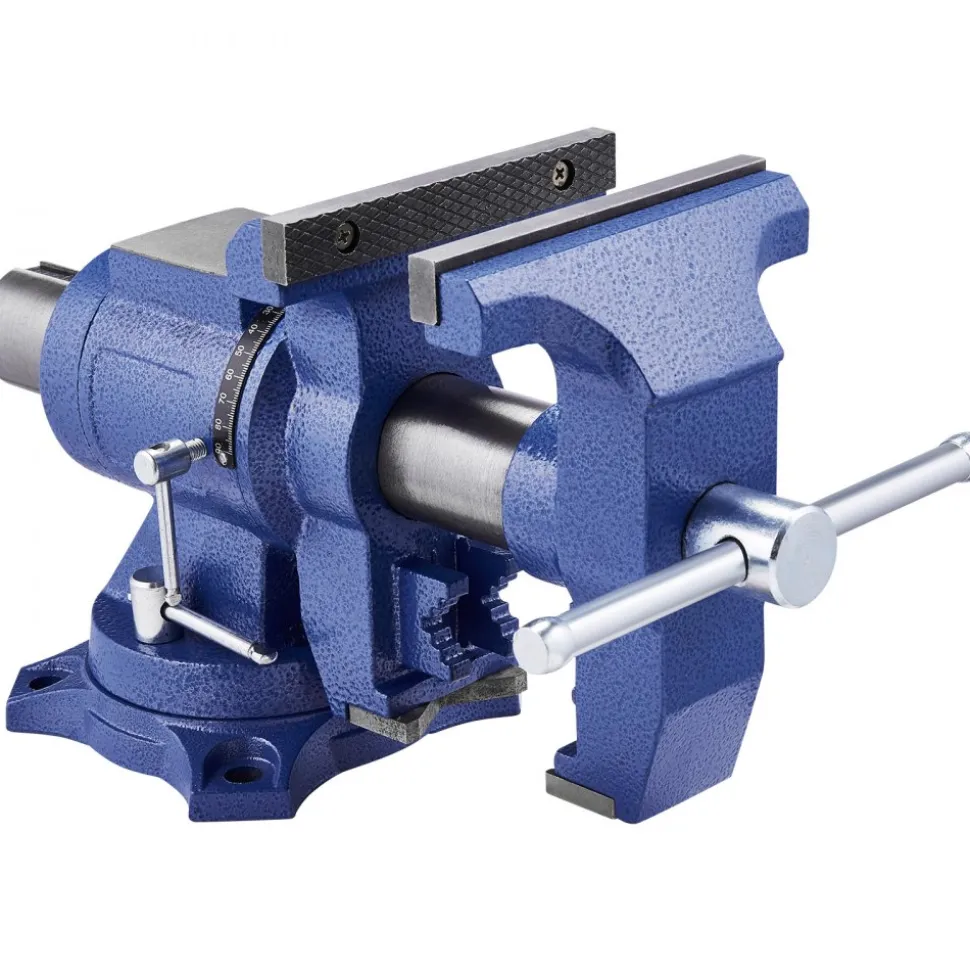 VEVOR Heavy Duty Bench Vise, 6-1/2" Jaw Width, 5" Max Jaw Opening Multi-Purpose Ductile Iron Bench Vise with Anvil, 360° Swivel Base Head, 3" Throat, 5620 lbs Clamp Force, for Pipe Repairing Metalworking