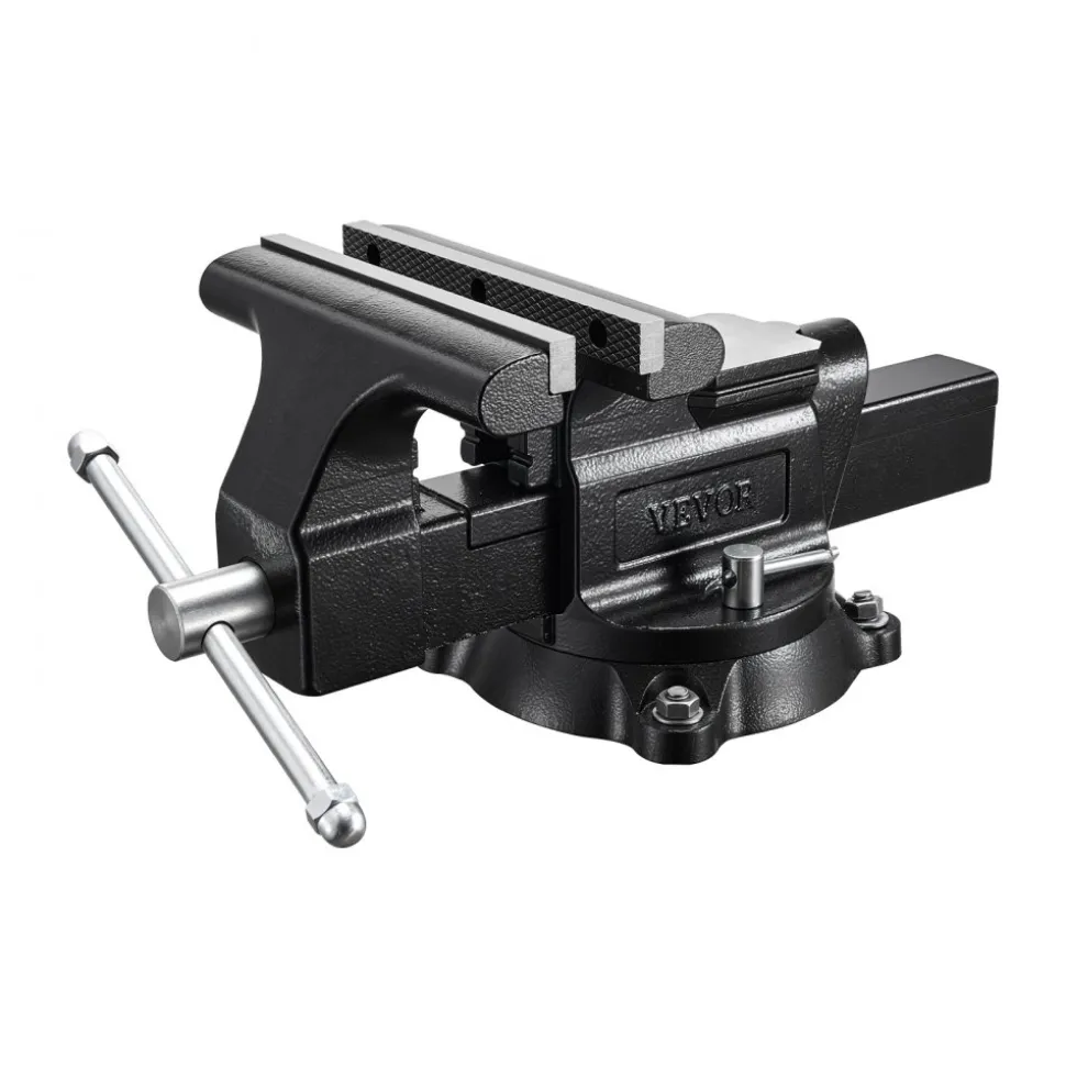 VEVOR Heavy Duty Bench Vise, 10" Jaw Width, Multi-Purpose Ductile Iron Bench Vise with Anvil and 360-Degree Locking Swivel Base, 4.3" Throat Depth, 10" Max Jaw Opening, for Drilling, Pipe Cutting
