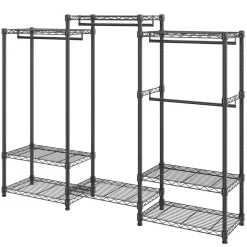 VEVOR Heavy Duty Clothes Rack, Rolling Clothing Garment Rack with 4 Hang Rods & 8 Storage Tiers, Adjustable Custom Closet Rack, Freestanding Wardrobe for Hanging Clothes, 800 lbs Load Capacity
