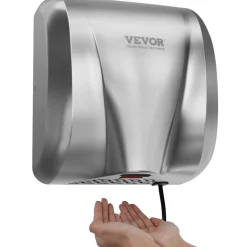VEVOR Heavy Duty Commercial Hand Dryer, 1300W Automatic High Speed Stainless Steel Warm Wind Hand Blower, 120V Plug In/Hardwired Two Power Options, Compliant for Industry Business Restrooms