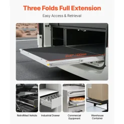 VEVOR Heavy Duty Drawer Slides 20inch, 1 Pair Locking Drawer Slides 250lbs Load Capacity, Side Mount Ball Bearing, 3-Fold Full Extension