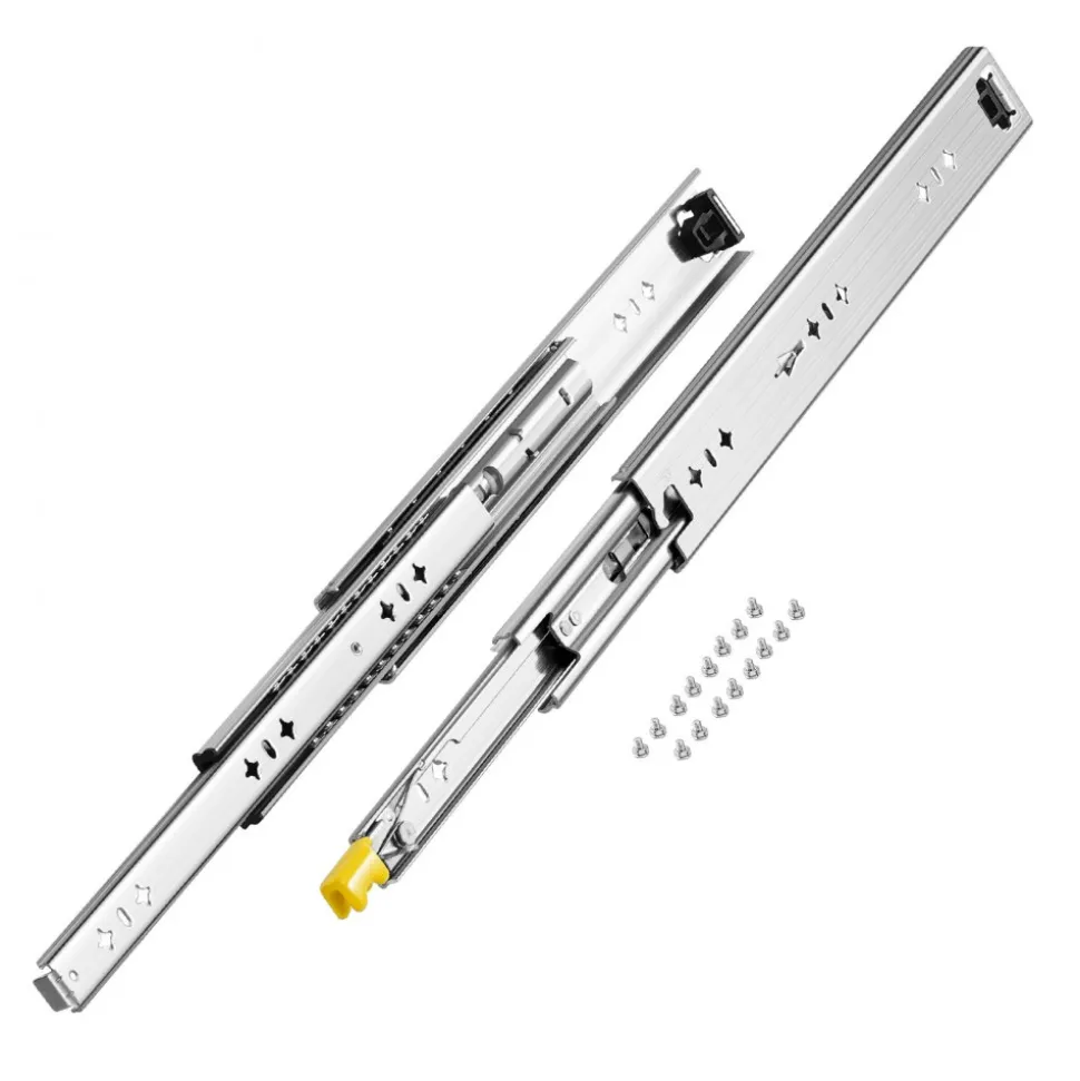 VEVOR Heavy Duty Drawer Slides 16inch, 1 Pair Locking Drawer Slides 250lbs Load Capacity, Side Mount Ball Bearing, 3-Fold Full Extension