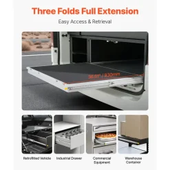 VEVOR Heavy Duty Drawer Slides 36inch, 1 Pair Locking Drawer Slides 250lbs Load Capacity, Side Mount Ball Bearing, 3-Fold Full Extension