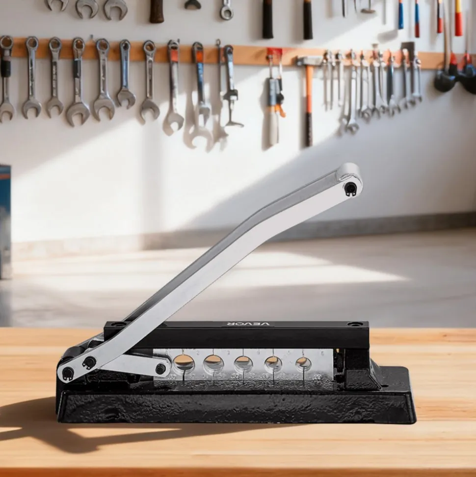 VEVOR Heavy Duty Ferrule Hose Crimper, Standard Bench Hose Crimping Tool with 100pcs Ferrules (0.593" & 0.625" ID), 0.44"-0.63" Crimping Range for PVC, Rubber & Air Hoses, Torch Hoses Repair Kit