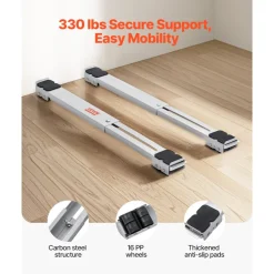 VEVOR Heavy Duty Furniture Appliances Rollers, 660 lbs Total Load, Extendable Appliance Rollers Mobile Washing Machine Base, Fridge Stand Dolly Movers for Refrigerators, Dryers, Dishwashers, White