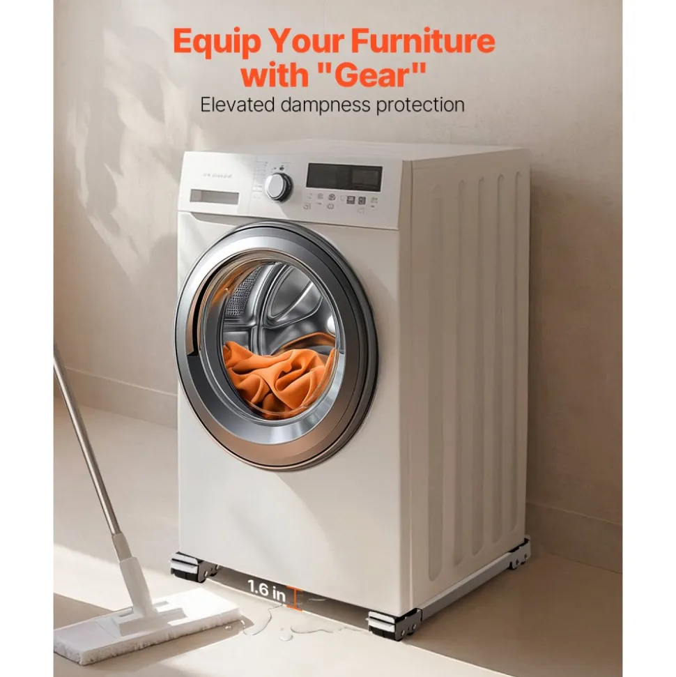 VEVOR Heavy Duty Furniture Appliances Rollers, 660 lbs Total Load, Extendable Appliance Rollers Mobile Washing Machine Base, Fridge Stand Dolly Movers for Refrigerators, Dryers, Dishwashers, White