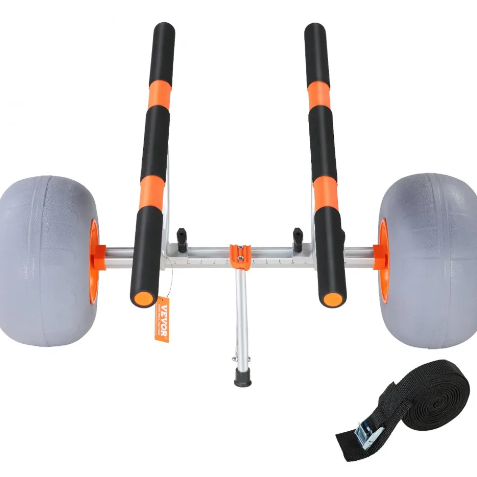 VEVOR Heavy Duty Kayak Cart, Foldable Canoe Trolley Cart with 12'' Tires, Adjustable Width 6.69"-17.32",350 Lb Weight Capacity Kayak Trolley for Kayaks Canoes Paddleboards Float Mats Jon Boats