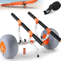 VEVOR Heavy Duty Kayak Cart, Foldable Canoe Trolley Cart with 12'' Tires, Adjustable Width 6.69
