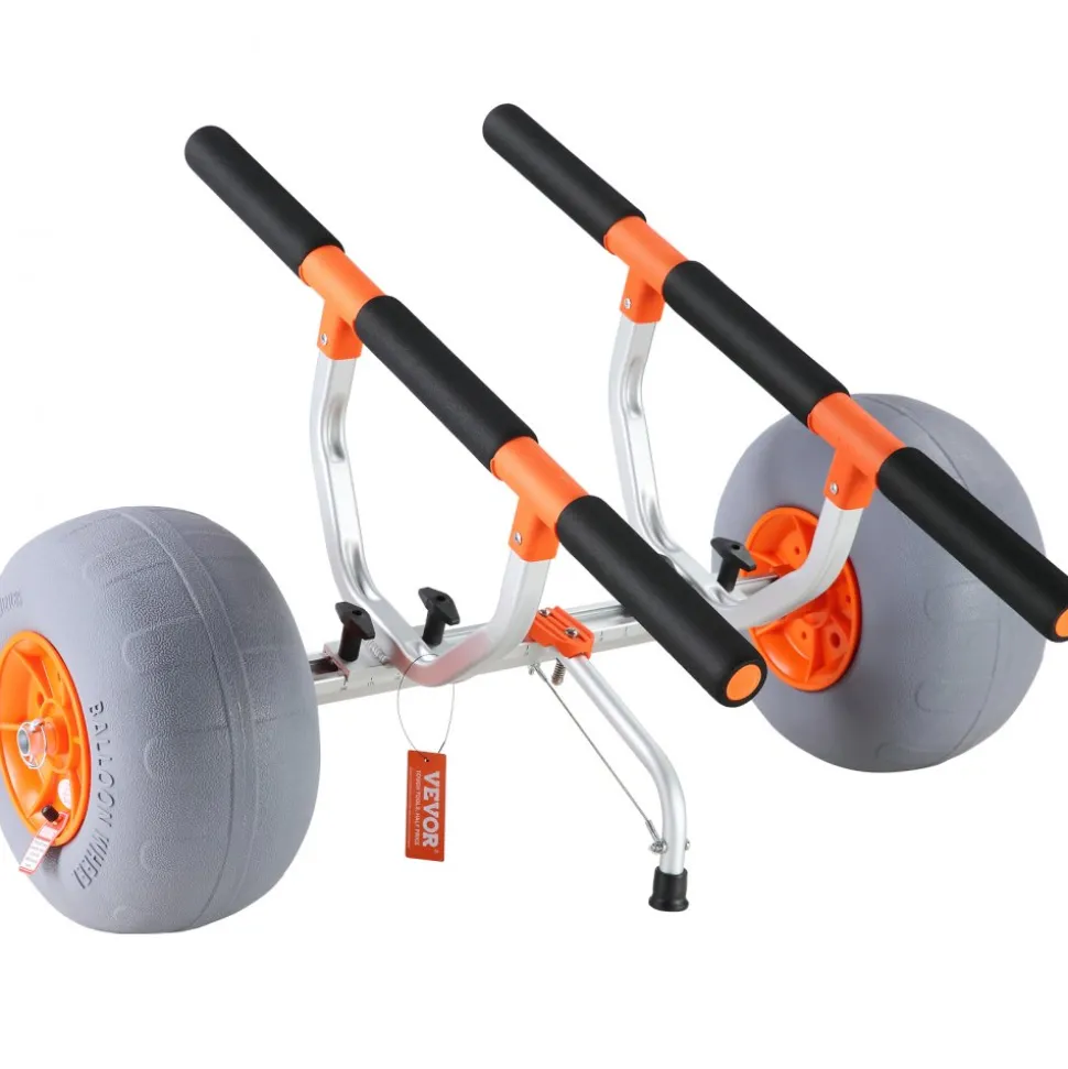 VEVOR Heavy Duty Kayak Cart, Foldable Canoe Trolley Cart with 12'' Tires, Adjustable Width 6.69"-17.32",350 Lb Weight Capacity Kayak Trolley for Kayaks Canoes Paddleboards Float Mats Jon Boats