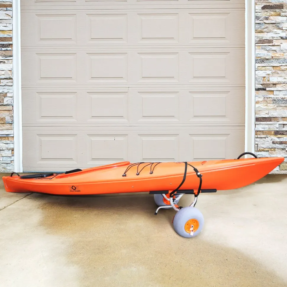 VEVOR Heavy Duty Kayak Cart, Foldable Canoe Trolley Cart with 12'' Tires, Adjustable Width 6.69"-17.32",350 Lb Weight Capacity Kayak Trolley for Kayaks Canoes Paddleboards Float Mats Jon Boats