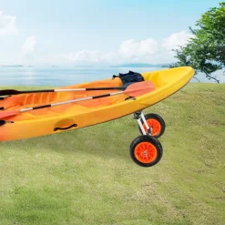 VEVOR Heavy Duty Kayak Cart, 280lbs Load Capacity, Detachable Canoe Trolley Cart with 10'' Solid Tires, Adjustable Width & Top Foam Protection, for Kayaks with Drain Holes of 2.54 cm and Above