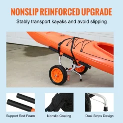 VEVOR Heavy Duty Kayak Cart, 450lbs Load Capacity, Detachable Canoe Trolley Cart with 12'' Solid Tires, Adjustable Width & Nonslip Support Foot, for Kayaks Canoes Paddleboards Float Mats Jon Boats
