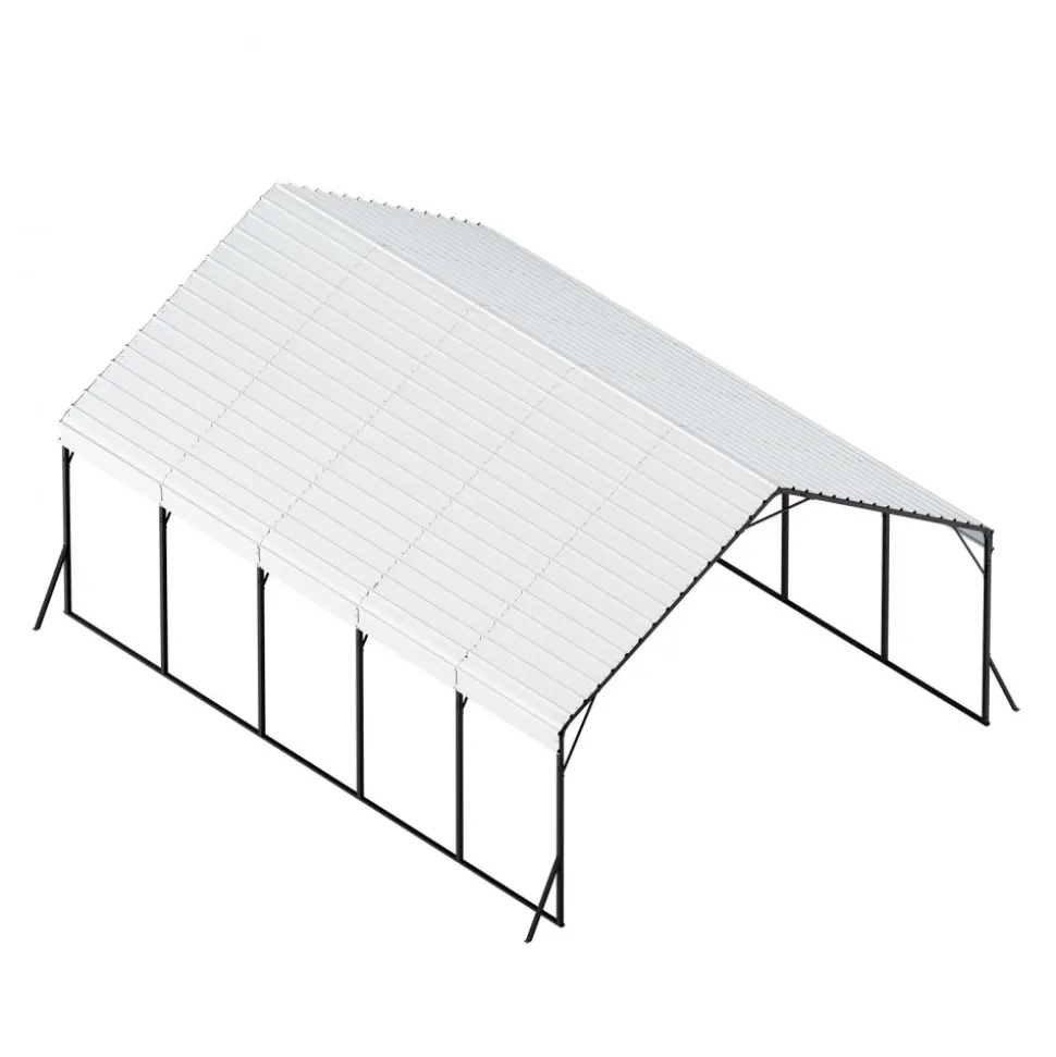 VEVOR Heavy Duty Metal Carport, 20 x 24 ft Outdoor Carport with Sturdy Frame & Roof, Car Garage Shade with Removable Sidewalls, Multi-Use Car Shelter for Pickup, Boat, Trucks & Tractors