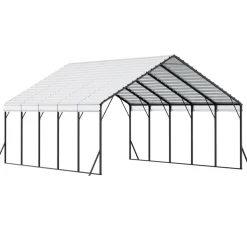 VEVOR Heavy Duty Metal Carport, 20 x 24 ft Outdoor Carport with Sturdy Frame & Roof, Car Garage Shade with Removable Sidewalls, Multi-Use Car Shelter for Pickup, Boat, Trucks & Tractors