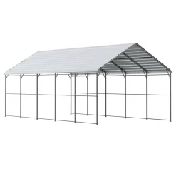 VEVOR Heavy Duty Metal Carport, 13' x 26' Outdoor Carport with Galvanized Steel Frame & Roof, Car Tent Garage Shade with Removable Sidewalls, Multi-Use Car Shelter for Pickup, Boat, Car & Tractors