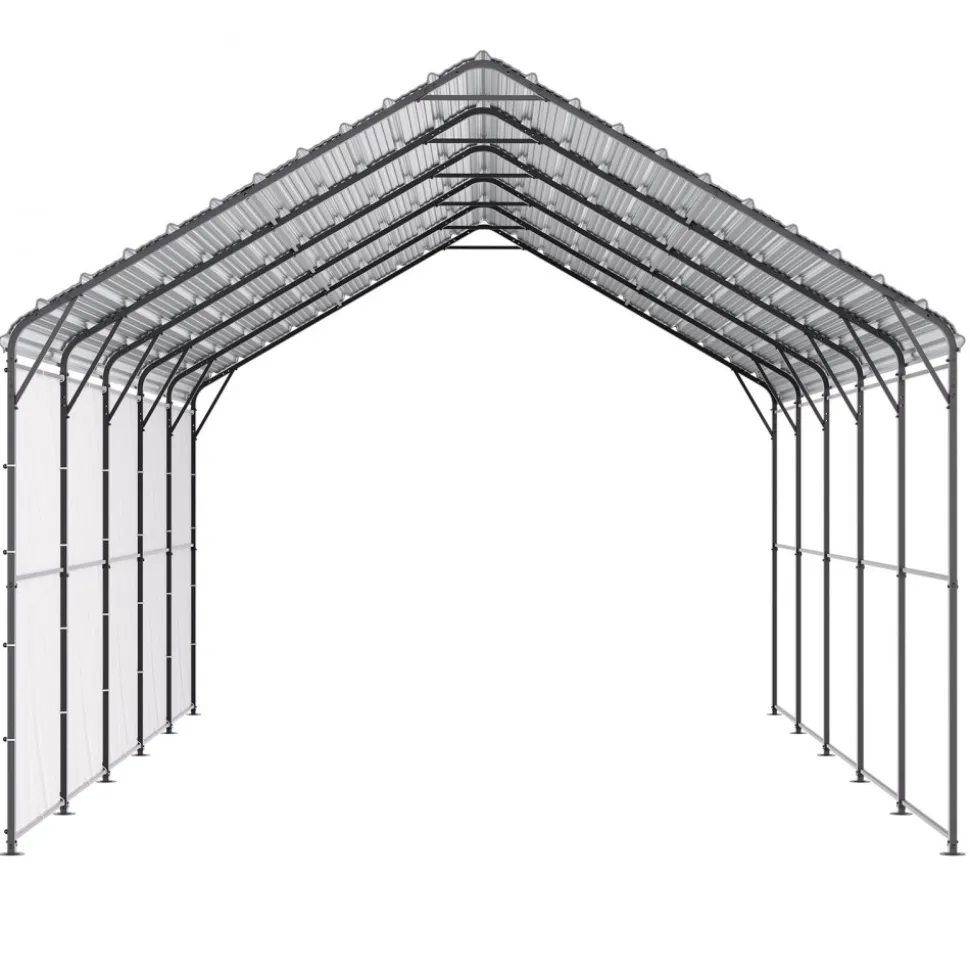 VEVOR Heavy Duty Metal Carport, 13' x 26' Outdoor Carport with Galvanized Steel Frame & Roof, Car Tent Garage Shade with Removable Sidewalls, Multi-Use Car Shelter for Pickup, Boat, Car & Tractors