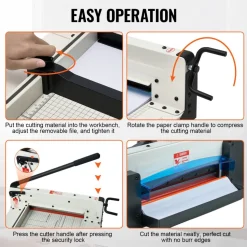 VEVOR Heavy Duty Paper Cutter, 12" Industrial Commercial Guillotine Paper Cutter for A4 Paper, 400 Sheet Capacity, Solid Steel Construction, Stack Paper Trimmer for Office Home School Shop, White
