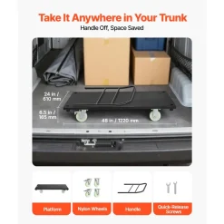 VEVOR Heavy Duty Platform Truck, 2000 lbs Capacity, Industrial Steel Flatbed Cart with Swivel Wheels and Handle, Platform Hand Push Truck Dolly, Easy Storage, for Luggage Moving, 48 x 24 x 32.1 in