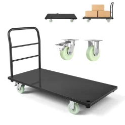 VEVOR Heavy Duty Platform Truck, 2000 lbs Capacity, Industrial Steel Flatbed Cart with Swivel Wheels and Handle, Platform Hand Push Truck Dolly, Easy Storage, for Luggage Moving, 48 x 24 x 32.1 in