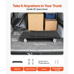VEVOR Heavy Duty Platform Truck, 2000 lbs Capacity, Industrial Steel Flatbed Cart with Swivel Wheels and Handle, Platform Hand Push Truck Dolly, Easy Storage, for Luggage Moving, 60 x 27.6 x 42.9 in