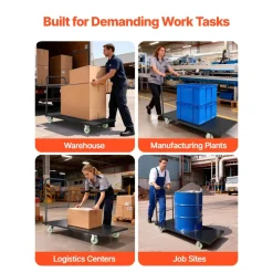 VEVOR Heavy Duty Platform Truck, 2000 lbs Capacity, Industrial Steel Flatbed Cart with Swivel Wheels and Handle, Platform Hand Push Truck Dolly, Easy Storage, for Luggage Moving, 60 x 27.6 x 42.9 in