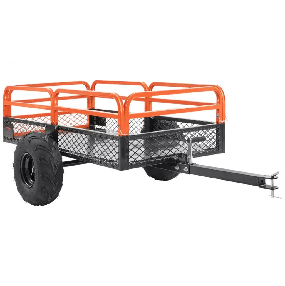 VEVOR Heavy Duty Steel ATV Dump Trailer, 1500-Pound Load Capacity 15 Cubic Feet, Tow Behind Dump Cart Garden Trailer, with Removable Sides and 2 Tires, for Mowers, Tractors, ATV, UTV