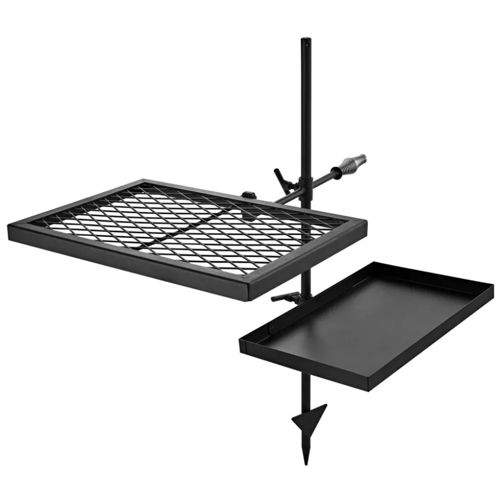 VEVOR Heavy Duty Swivel Campfire Grill, 16" Portable Camping Grill Grate, Sturdy Steel BBQ Mesh, 360° Height Adjustable Over Fire Pit Equipment with Carrying Bag, for Outdoor Open Flame Cooking, Black