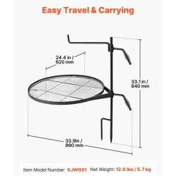 VEVOR Heavy Duty Swivel Campfire Grill, 24.4