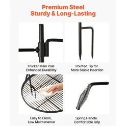 VEVOR Heavy Duty Swivel Campfire Grill, 24.4