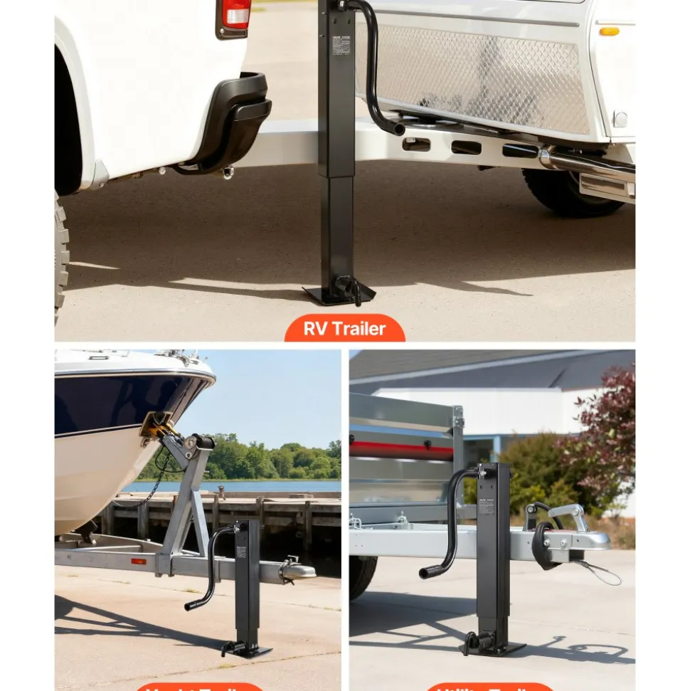 VEVOR Heavy-Duty Trailer Jack, 12,000 lbs Load Capacity, Sidewind Square Direct Weld-on Trailer Jack with Handle Crank, Adjustable Drop Leg, 26-Inch Travel for Lifting RV, Utility, Yacht Trailers