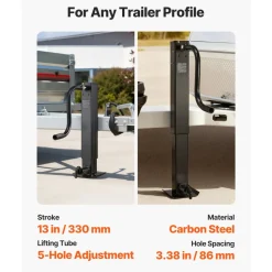 VEVOR Heavy-Duty Trailer Jack, 12,000 lbs Load Capacity, Sidewind Square Direct Weld-on Trailer Jack with Handle Crank, Adjustable Drop Leg, 26-Inch Travel for Lifting RV, Utility, Yacht Trailers