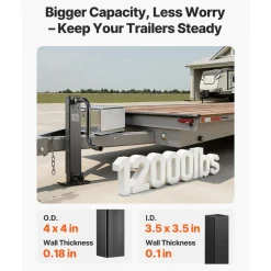 VEVOR Heavy-Duty Trailer Jack, 12,000 lbs Load Capacity, Sidewind Square Direct Weld-on Trailer Jack with Handle Crank, Adjustable Drop Leg, 26-Inch Travel for Lifting RV, Utility, Yacht Trailers