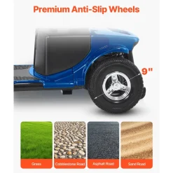 VEVOR Heavy-Duty 4 Wheel Mobility Scooter for Adults & Seniors - Folding Electric Powered Mobility Scooter & 12 Mile Long Range, Travel Scooter with 9° Climbing Capacity, 265lb Capacity