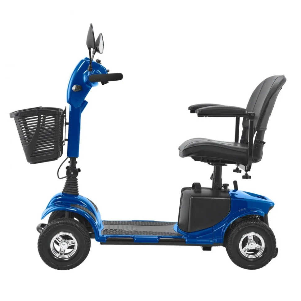VEVOR Heavy-Duty 4 Wheel Mobility Scooter for Adults & Seniors - Folding Electric Powered Mobility Scooter & 12 Mile Long Range, Travel Scooter with 9° Climbing Capacity, 265lb Capacity