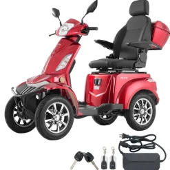 VEVOR Heavy Duty 4-Wheel Mobility Scooters for Seniors & Adults, 500lbs Capacity, 21.5 Miles 3-Speed Long Range, 1000W All Terrain Electric Recreational Scooter Wheelchair, 20° Max Climbing Capacity