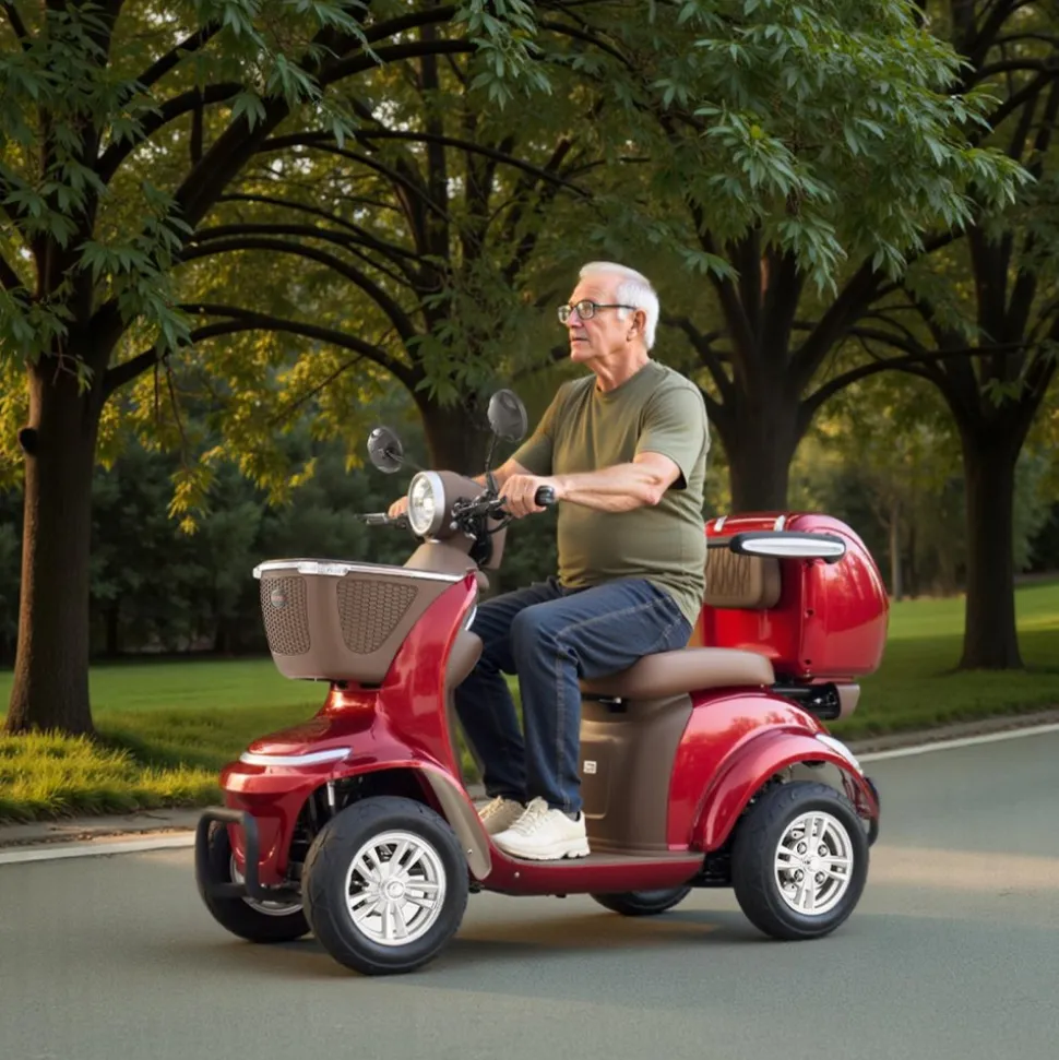 VEVOR Heavy Duty 4-Wheel Mobility Scooters for Seniors & Adults, 500lbs Capacity, 21.5 Miles 3-Speed Long Range, 1000W All Terrain Electric Recreational Scooter Wheelchair, 20° Max Climbing Capacity
