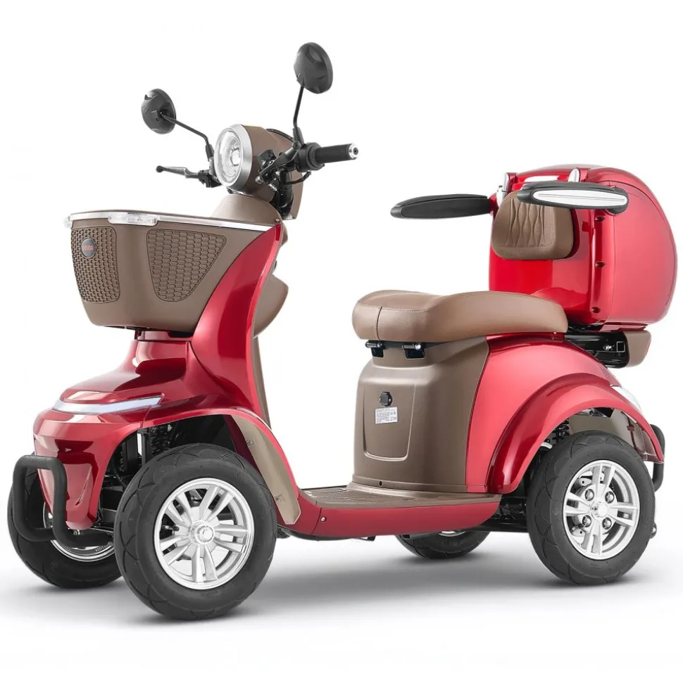 VEVOR Heavy Duty 4-Wheel Mobility Scooters for Seniors & Adults, 500lbs Capacity, 21.5 Miles 3-Speed Long Range, 1000W All Terrain Electric Recreational Scooter Wheelchair, 20° Max Climbing Capacity