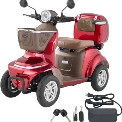 VEVOR Heavy Duty 4-Wheel Mobility Scooters for Seniors & Adults, 500lbs Capacity, 21.5 Miles 3-Speed Long Range, 1000W All Terrain Electric Recreational Scooter Wheelchair, 20° Max Climbing Capacity